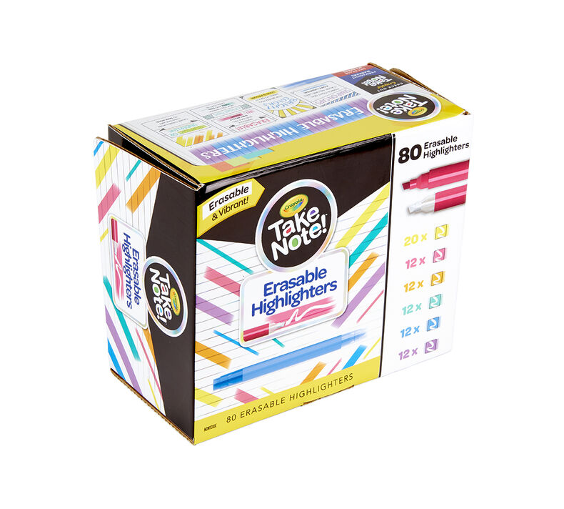 Take Note Erasable Highlighters Classpack, Bulk 80 Count